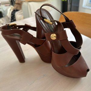 RARE Louis Vuitton High Heel Sandals in Cognac leather  Size  38